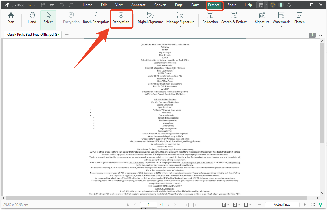 SwifDoo PDF Decryption 