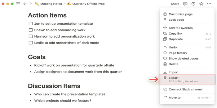 Export Notion to PDF with Built-in Notion Feature
