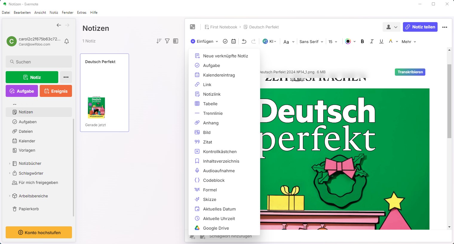 Evernote: Gemeinsame Notizen App für Einzelne/Team