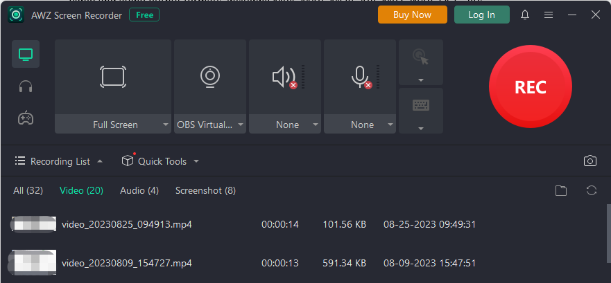 OBS alternative AWZ Screen Recorder