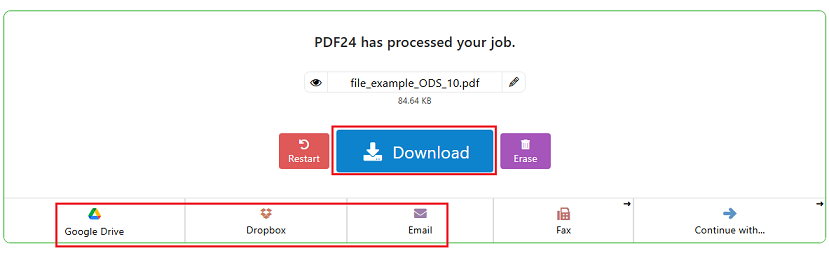 Click Download to save the converted PDF file in PDF24