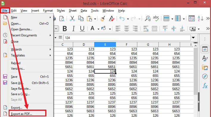 Go to File and Select Export As in LibreOffice Calc