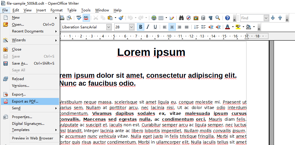 ODT to PDF converter OpenOffice Writer