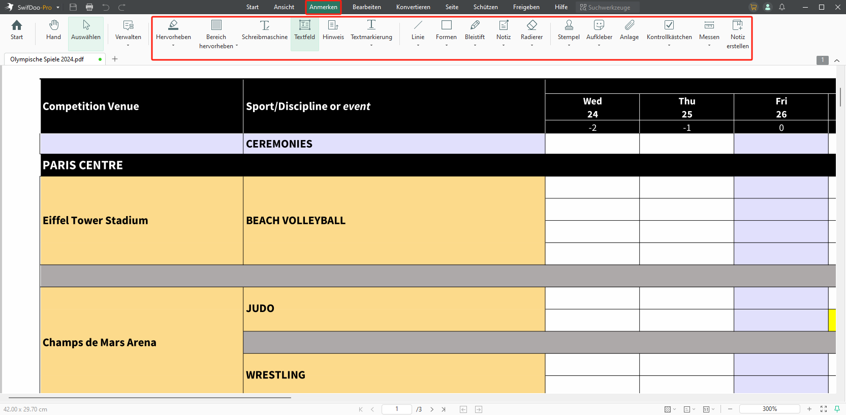 Olympia 2024 Zeitplan in PDF herunterladen & bearbeiten