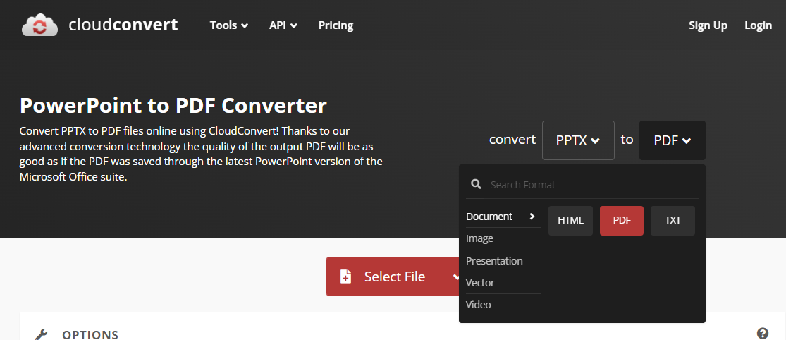 Online PPTX to PDF Converter