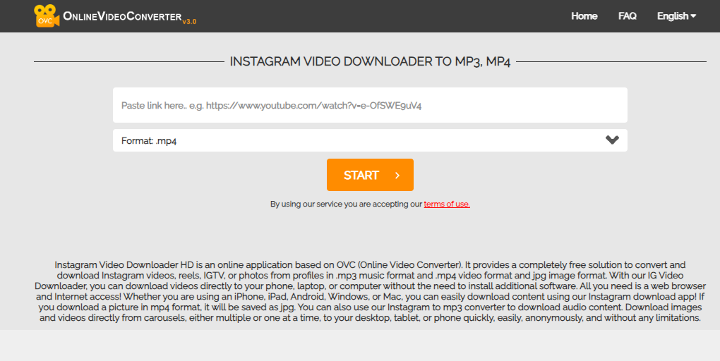 OnlineVideoConverter.pro Instagram to MP4 converter