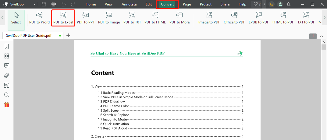 Open PDF in Excel as Excel by converting PDF to Excel step 1