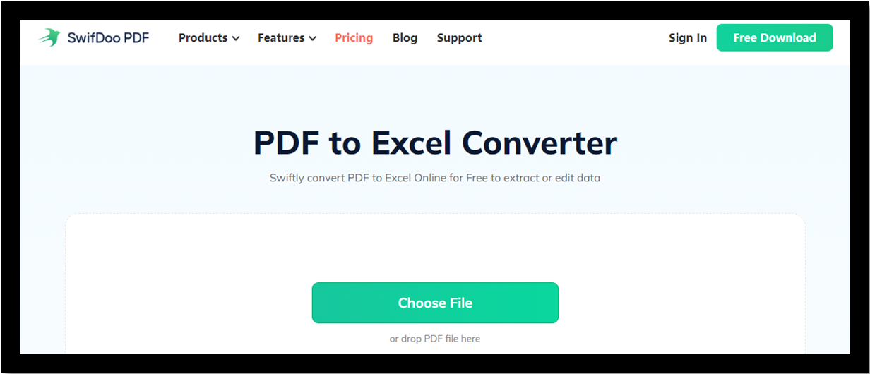 Open PDF in Excel as Excel by converting PDF to Excel online