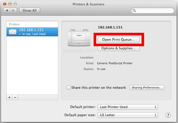 Open Print Queue on macOS