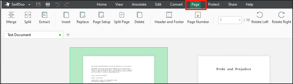 SwifDoo PDF organize PDF pages step 2