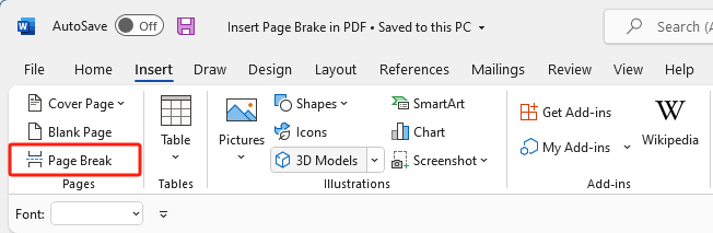 Page Break Feature in MS Word