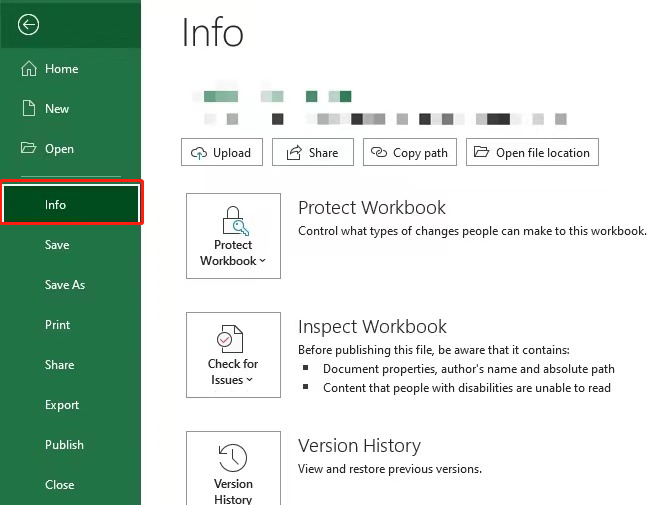 Select Info in Microsoft Excel