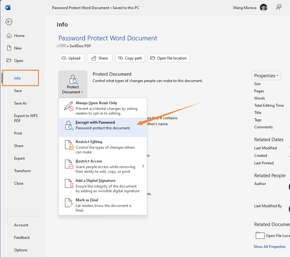 Password Protect Word in MS Word for Free