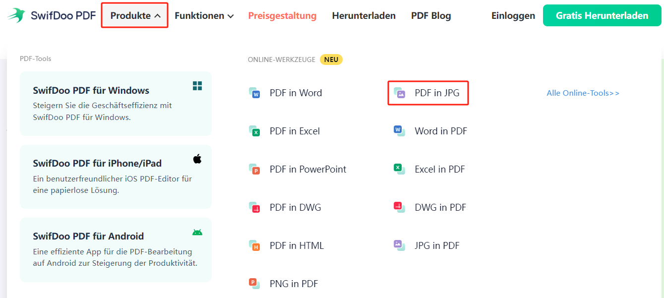 Online-Konverter hilft beim Generieren von Bildern aus PDF