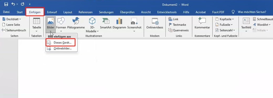 PDF in Word einfügen als Bild Microsoft Word