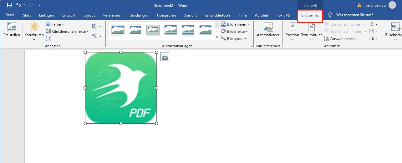 PDF in Word einfügen als Bild Microsoft Word