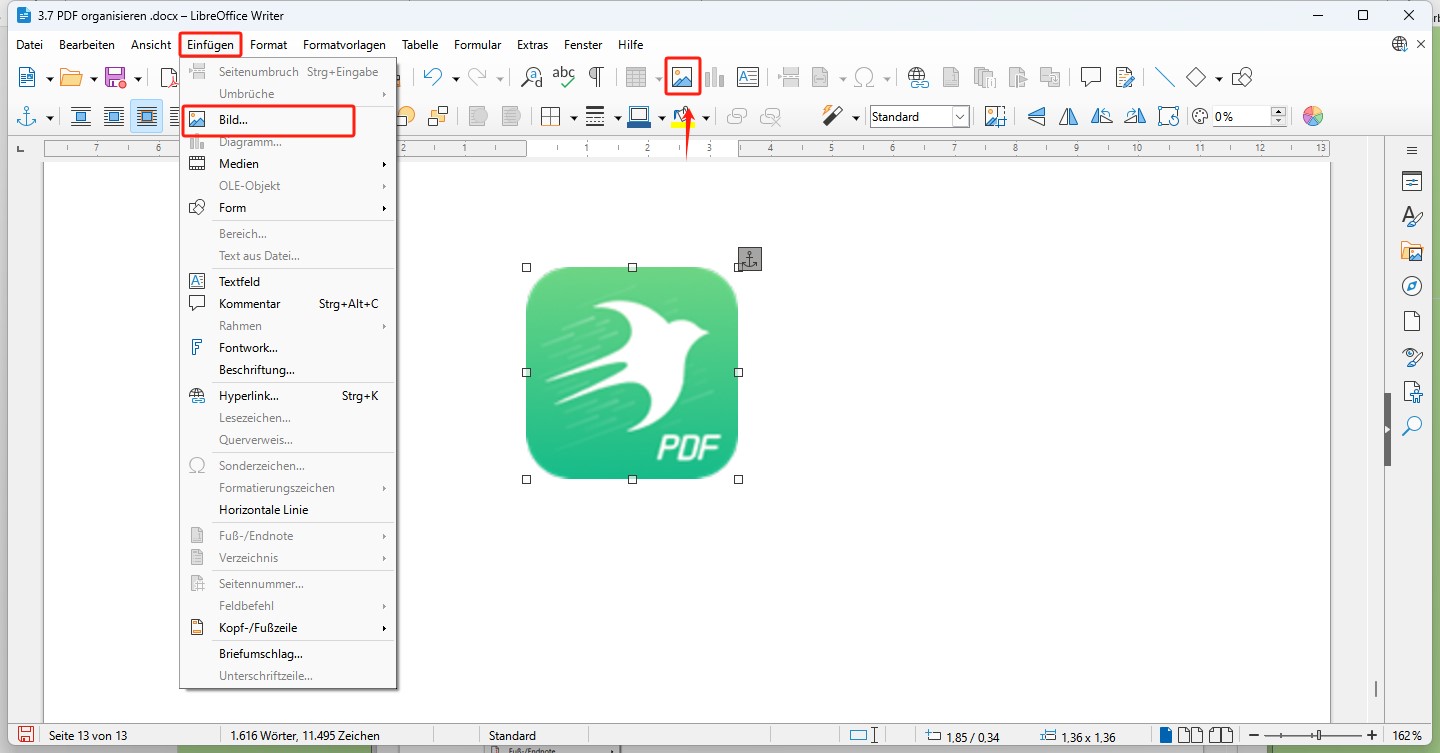 PDF-Seite als Bild in Word einfügen kostenlos LibreOffice