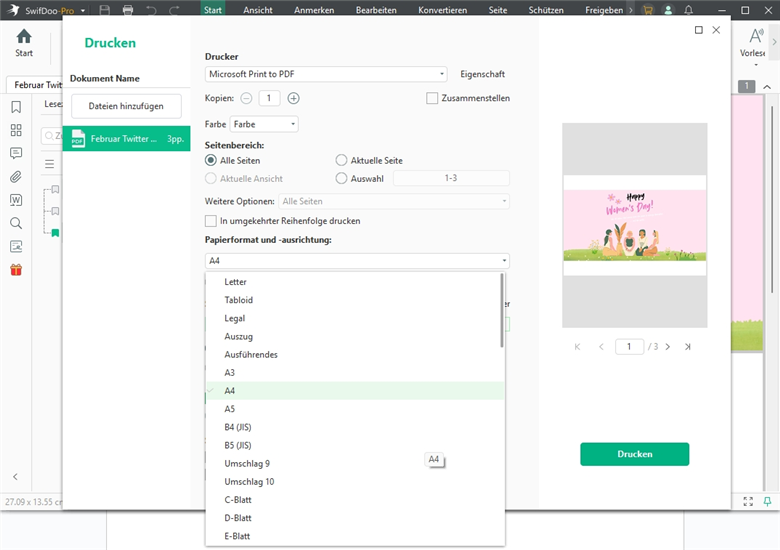 PDF als Poster drucken mit SwifDoo PDF