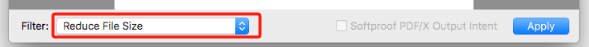 Klicken Sie im Popup-Fenster auf das Dropdown-Menü Filter und wählen Sie PDF Dateigröße reduzieren;