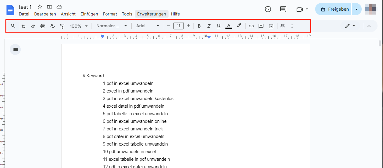 PDF auf Mac bearbeiten online mit Google Docs