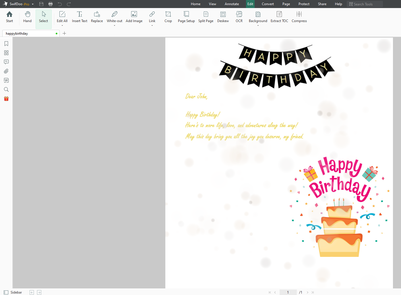 PDF Birthday Card