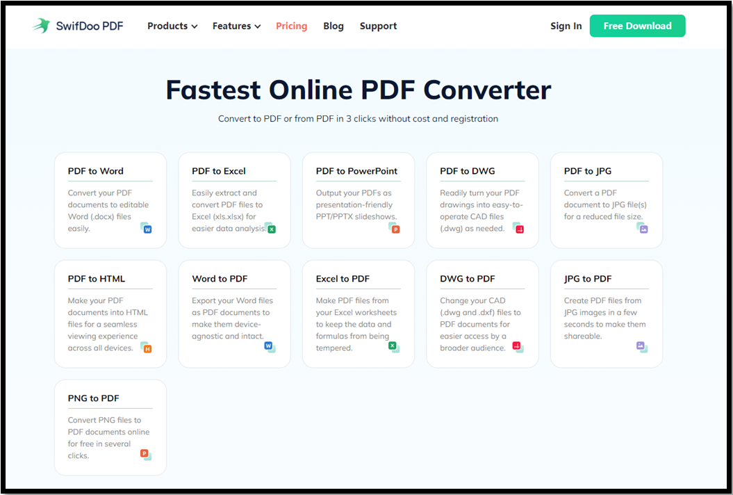 PDF creator SwifDoo PDF online converter