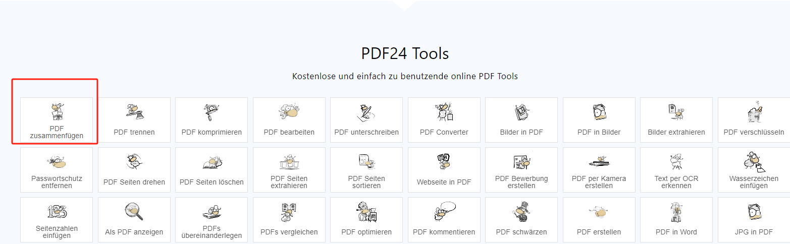 PDF mit Foxit Alternative zusammenfügen – online mit PDF24