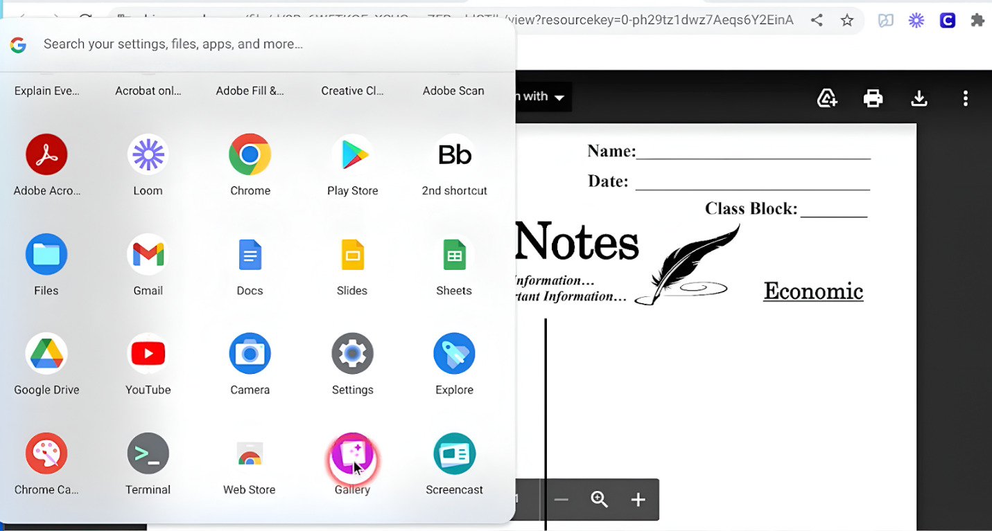 Open the PDF in the Gallery app on your Chromebook