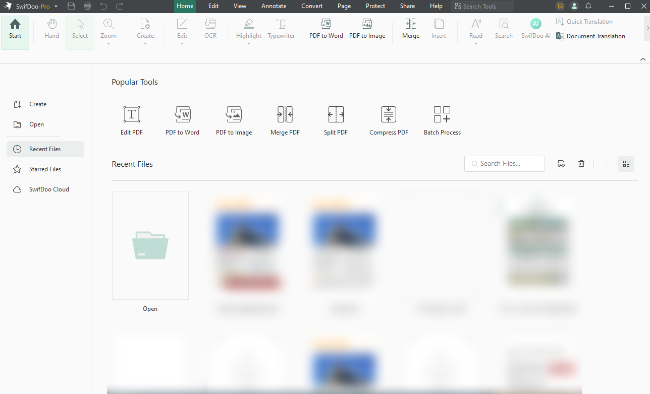 The main interface of SwifDoo PDF