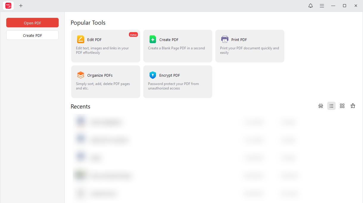 The main interface of JOPDF