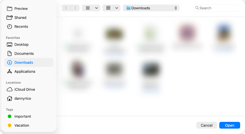 The interface of Preview