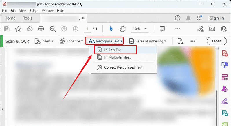 Recognize text in scanned PDF using Adobe Acrobat