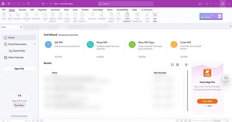 Main interface of Foxit PDF Editor