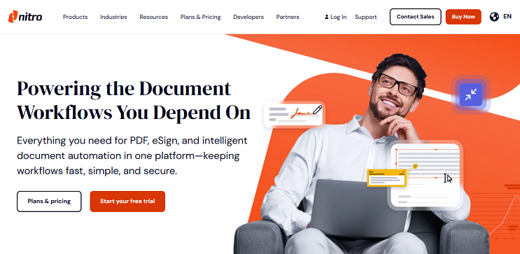 Official website page of Nitro PDF