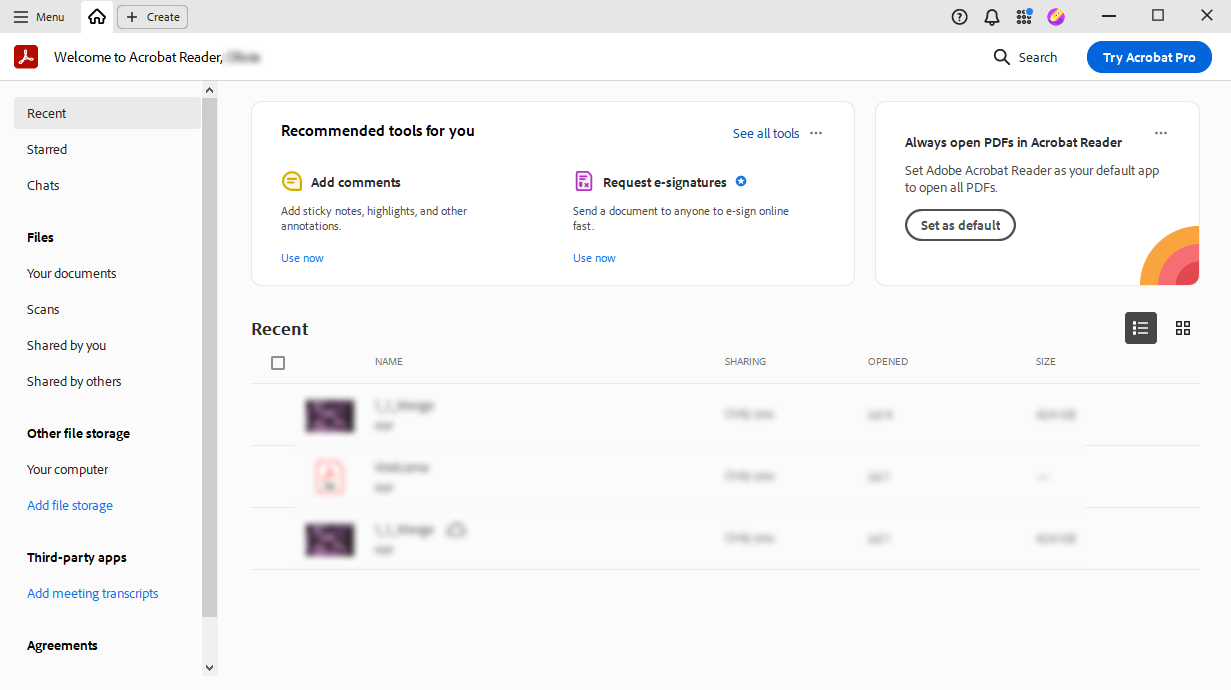 The user interface of Adobe Acrobat Reader