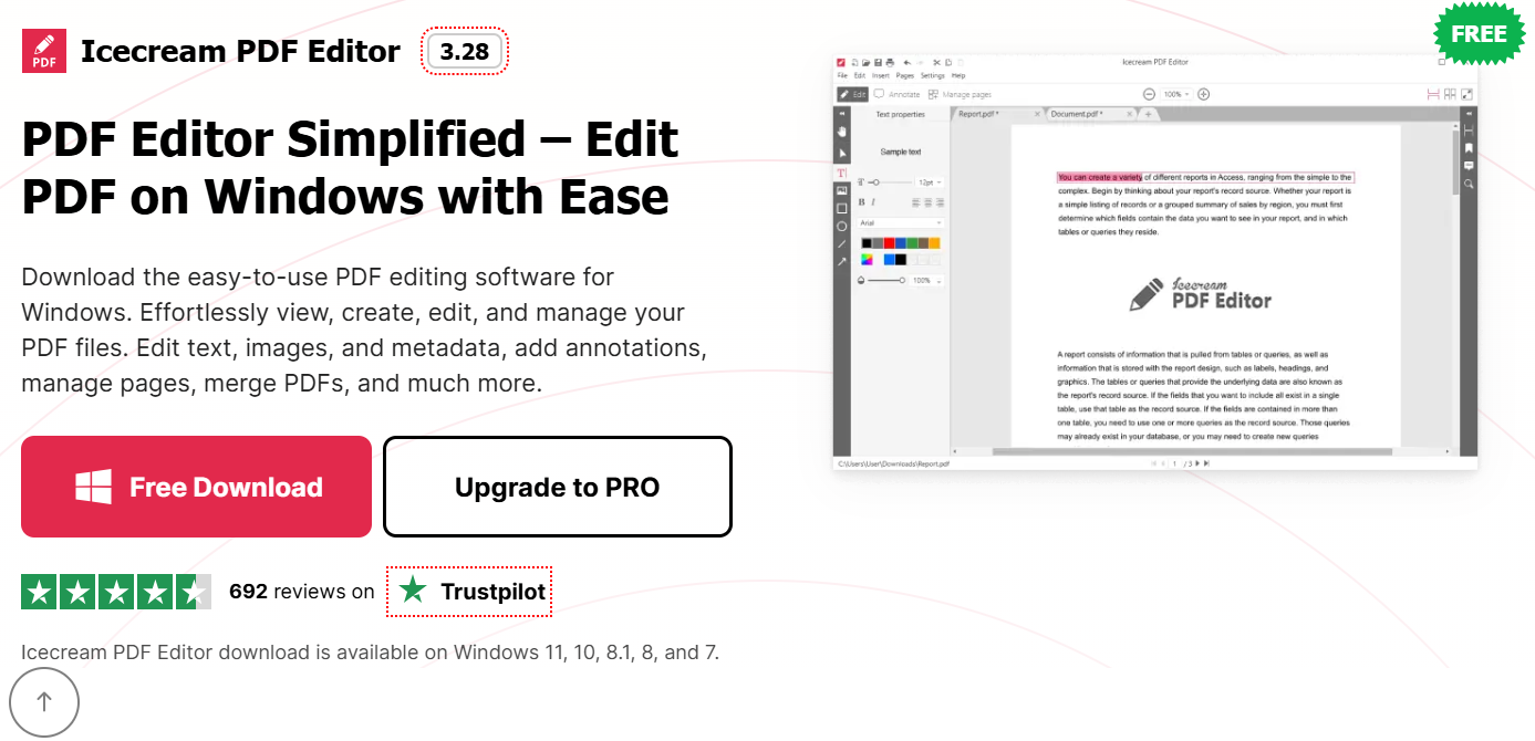 The website page of Icecream PDF Editor