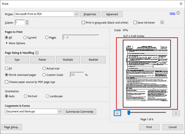 Check whether the field values appear in the Preview window before printing in Adobe Acrobat