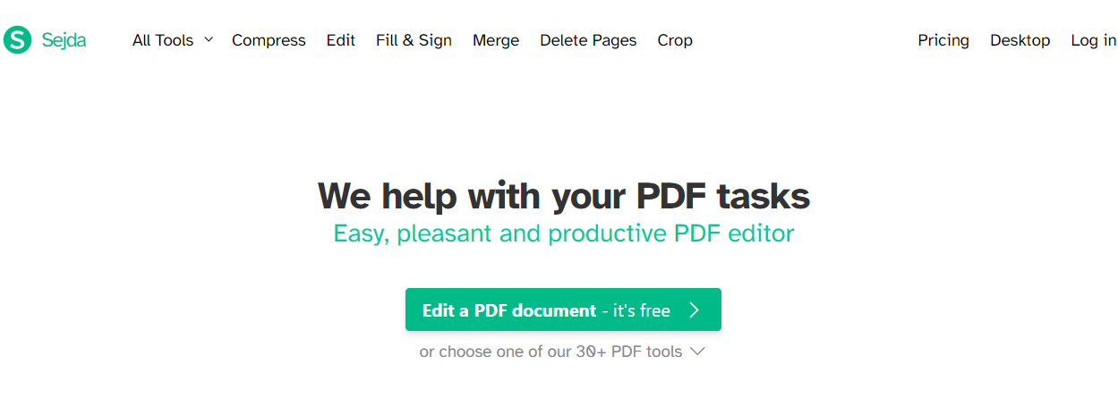 klicken Sie auf PDF-Dokument bearbeiten und PDF-Datei hochladen