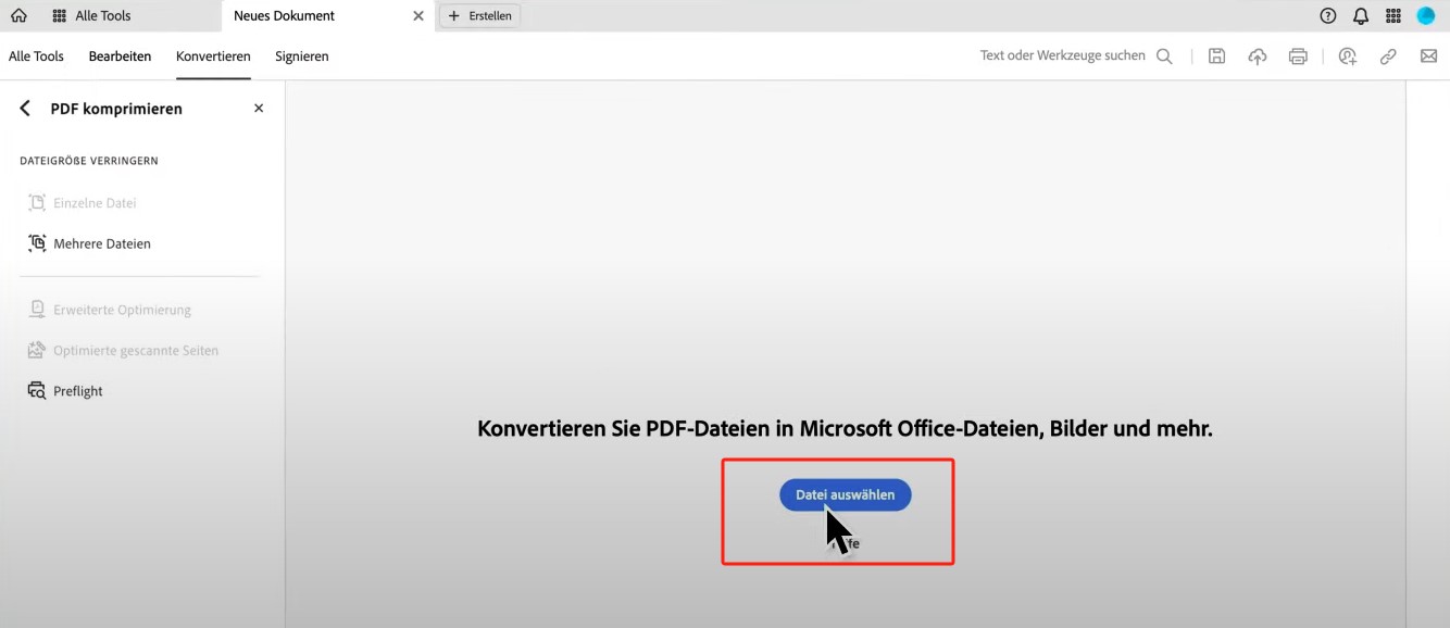 PDF-Datei verkleinern Mac Adobe Acrobat