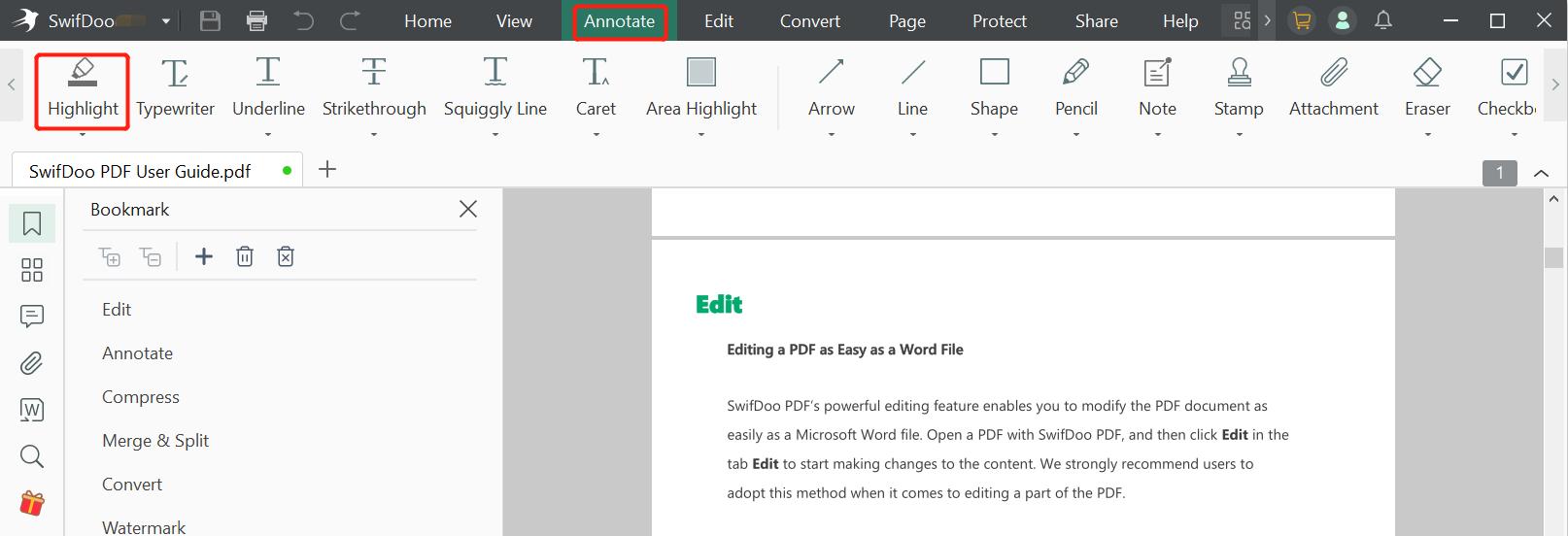 PDF highlighter SwifDoo PDF highlight PDF step 2