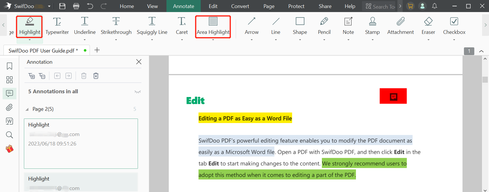 PDF highlighter SwifDoo PDF