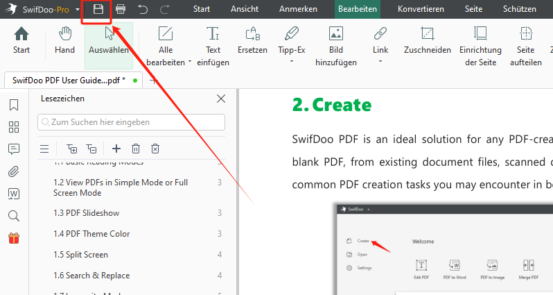 Hintergrund entferntes PDF speichern in SwifDoo PDF
