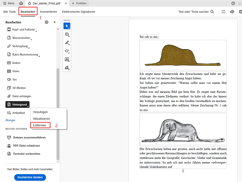 PDF-Hintergrund entfernen mit Adobe
