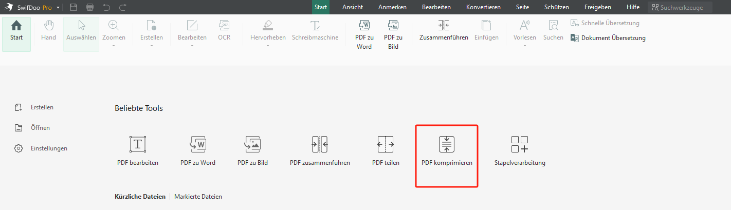 Starten-Sie-SwifDoo-und-wählen Sie-PDF-komprimieren