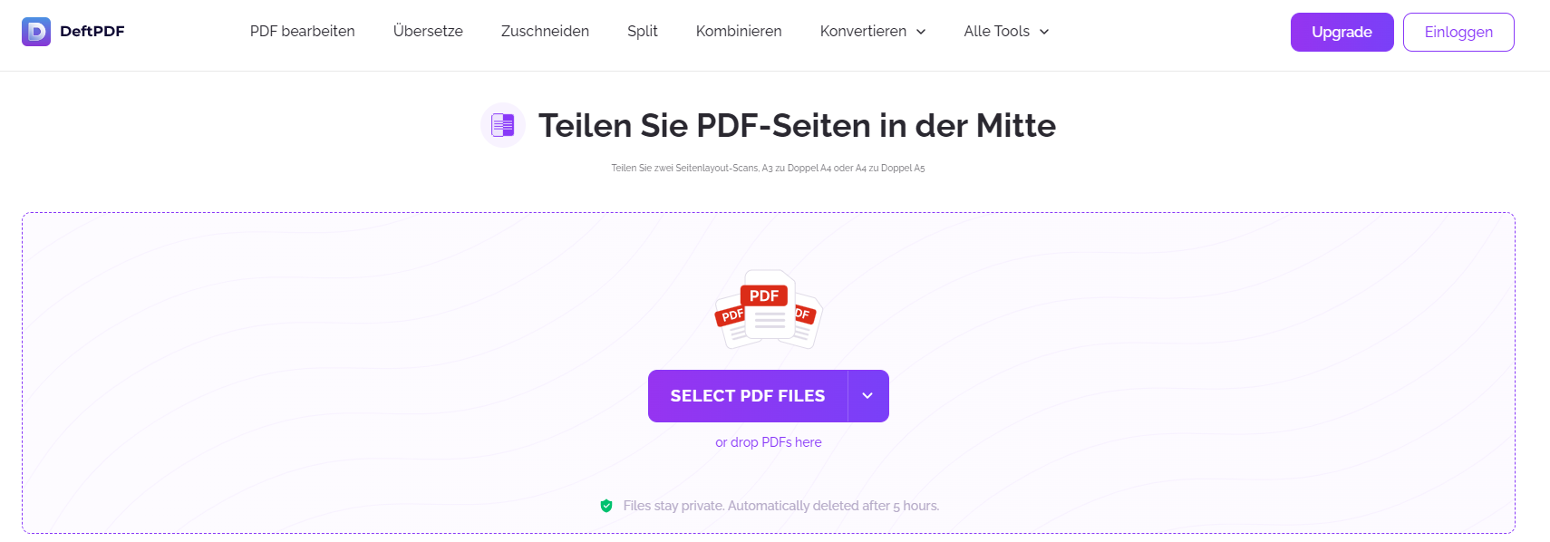 Legen Sie die PDF-Datei in das entsprechende Feld ab.