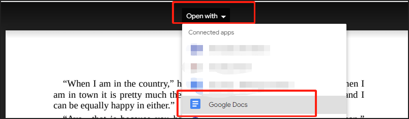 Wählen Sie Öffnen mit > Google Docs