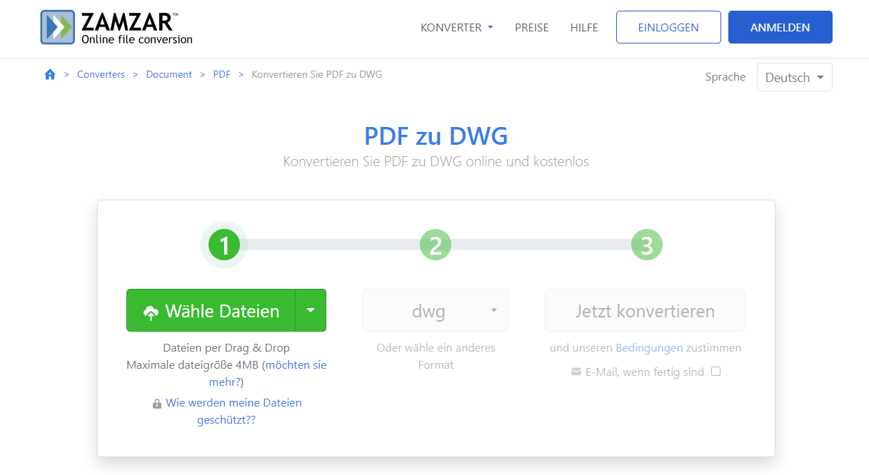 PDF-Datei in DWG umwandeln Freeware 