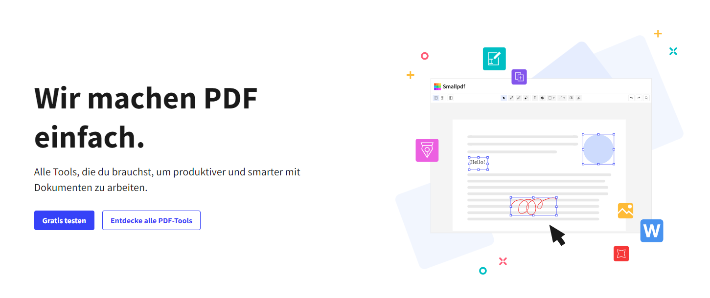 Zum Aufteilen einer PDF-Datei können Sie Small PDF nutzen und folgende Schritte befolgen: