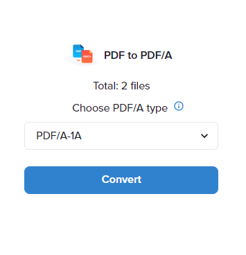 Tippen Sie auf die Dropdown-Schaltfläche PDF/A-Typ 
