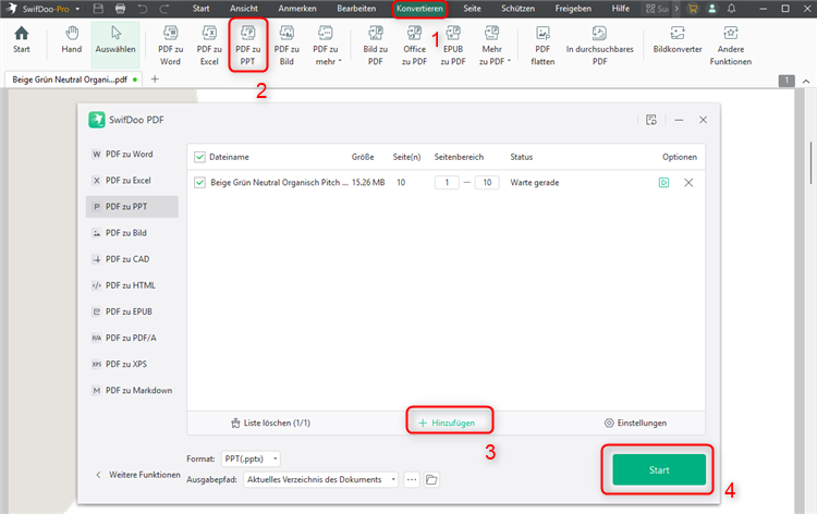 PDF in PowerPoint umwandeln mit SwifDoo PDF